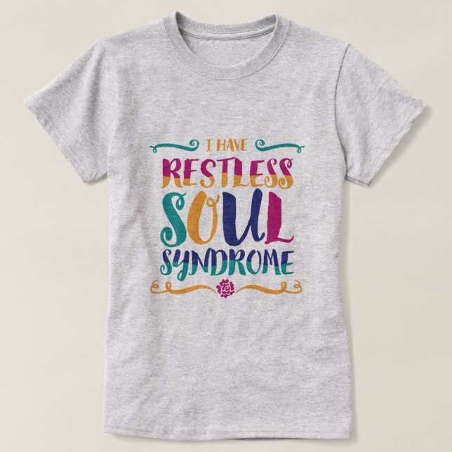 Camiseta Síndrome de Soul Inquieto Tipografía Hippie (Diseño del anverso)