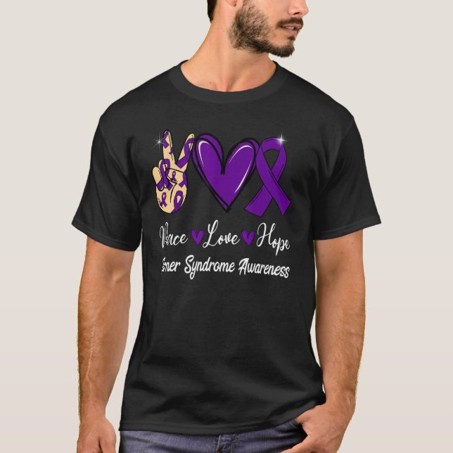 Camiseta Síndrome de Turner Conciencia Paz Esperanza Morado (Anverso)