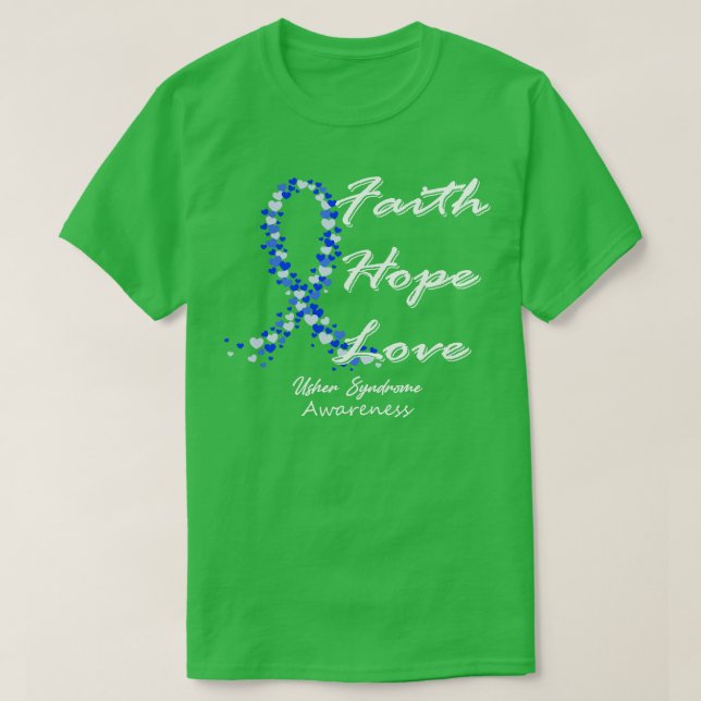 Camiseta Síndrome de Usher Conciencia Fe Esperanza Amor En  (Diseño del anverso)