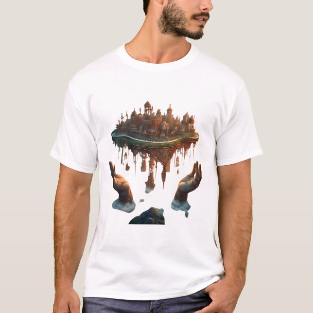 Camiseta Sinfonía del cielo 🎹 | El mundo del piano flotant (Anverso)