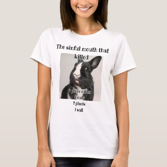 Camiseta sinful mouth that killed Phone cable, wall bunny (Anverso)