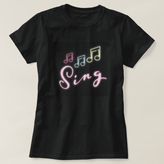 Camiseta SING personalizado con notas de música (Diseño del anverso)