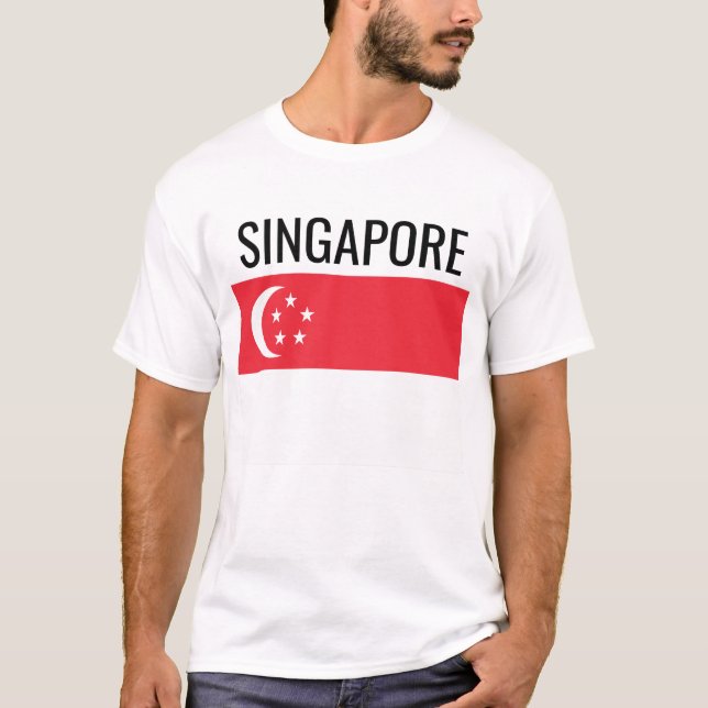 Camiseta Singapur // Bandera Nacional del País Mundial (Anverso)