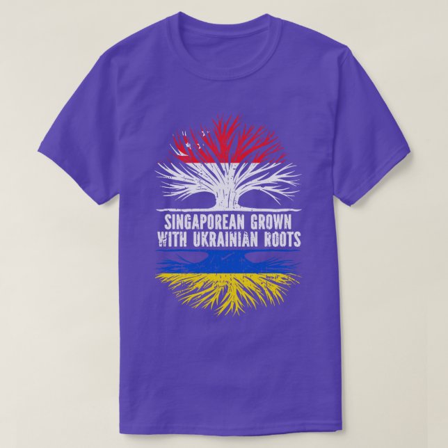 Camiseta Singapur crece con bandera ucraniana de raíces (Diseño del anverso)
