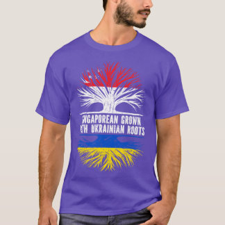 Camiseta Singapur crece con bandera ucraniana de raíces