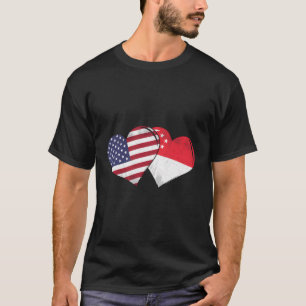 Camiseta Singapur Vintage - Corazón de la bandera estadouni