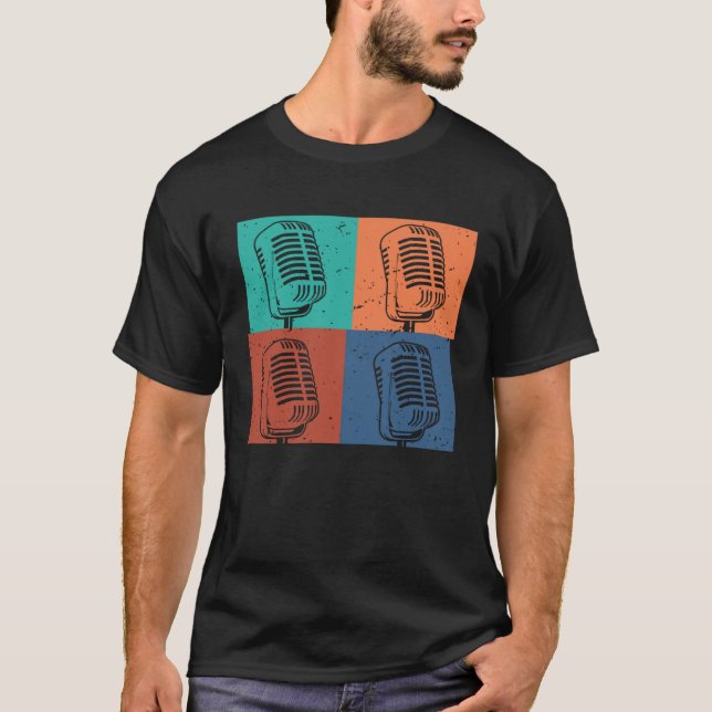Camiseta Singer Vocalist Musician  Retro Microphone Singing (Anverso)