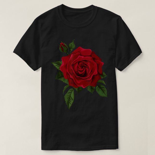 Camiseta Single Red Roses Flower of Cute Red Roses Flower G (Diseño del anverso)