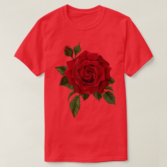 Camiseta Single Red Roses Flower of Cute Red Roses Flower G (Diseño del anverso)