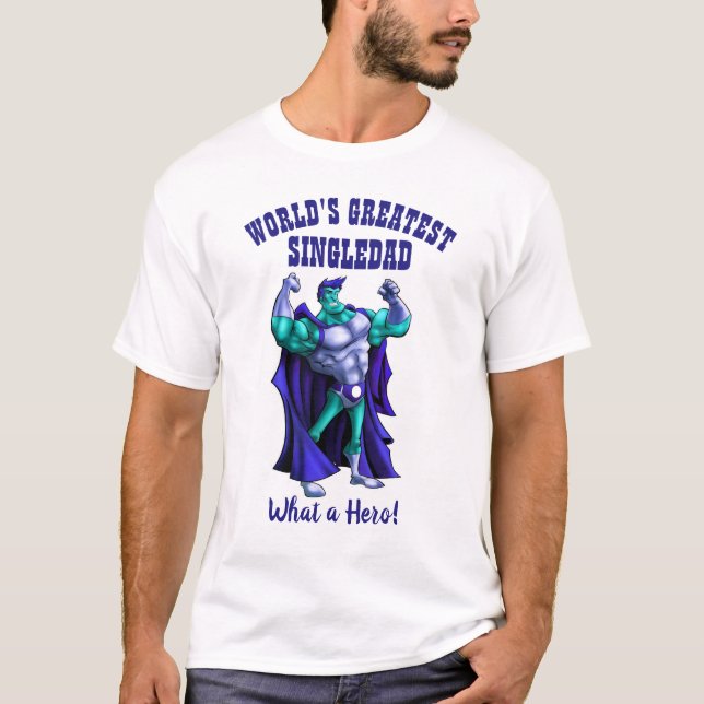 Camiseta SINGLEDAD más grande del mundo - Padre superhéroe (Anverso)