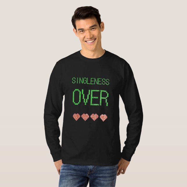 Camiseta Singleness Over Celebration Love Hearts Fun Design (Anverso completo)