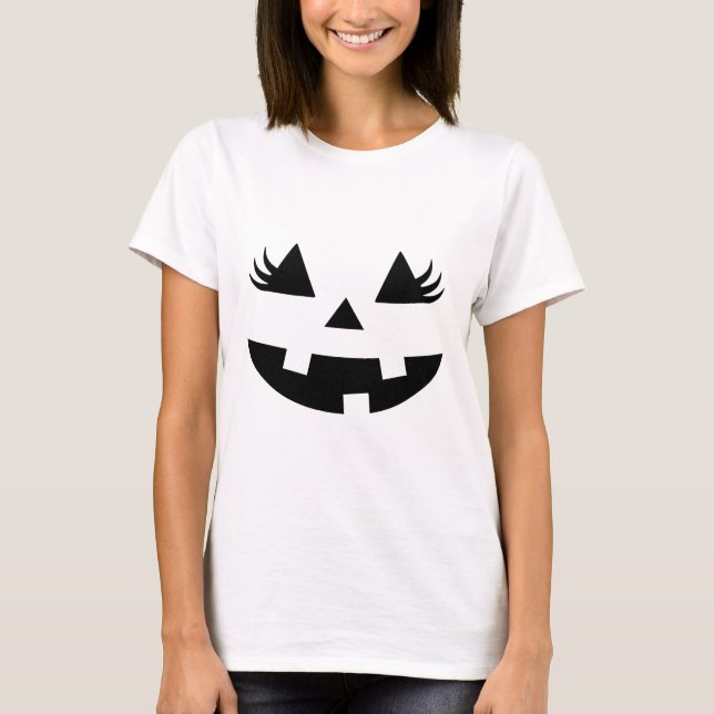 Camiseta Siniestro diseño de calabaza de Halloween con mald (Anverso)