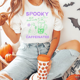 Camiseta Siniestro pero cafeinado Verde Violeta Halloween
