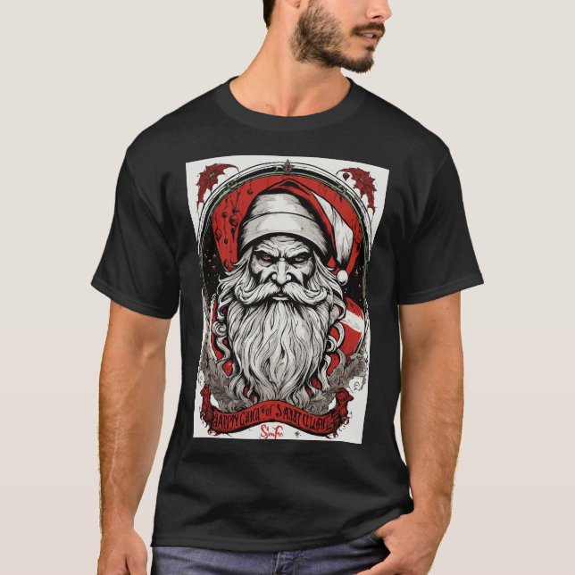 Camiseta Siniestro Tee de Círculo Santa: Arte vector retro  (Anverso)