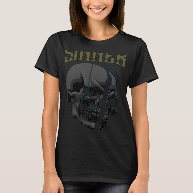 Camiseta Sinner Cráneo Gótico Cortado Grunge Alt Christian  (Anverso)