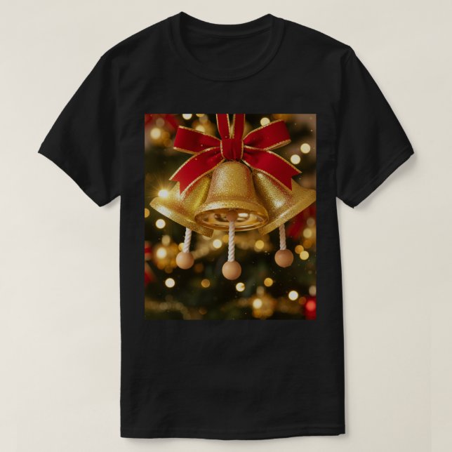 Camiseta Sinos de Natal Dourados (Diseño del anverso)