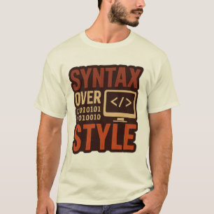 Camiseta Sintaxis en negrita sobre estilo gráfico retro