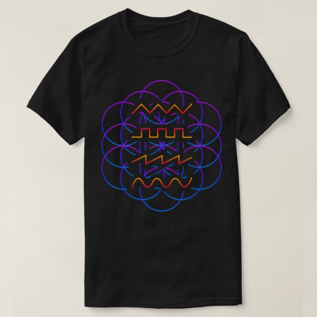 Camiseta Sintetizador de forma de onda de audio psicodélico (Diseño del anverso)