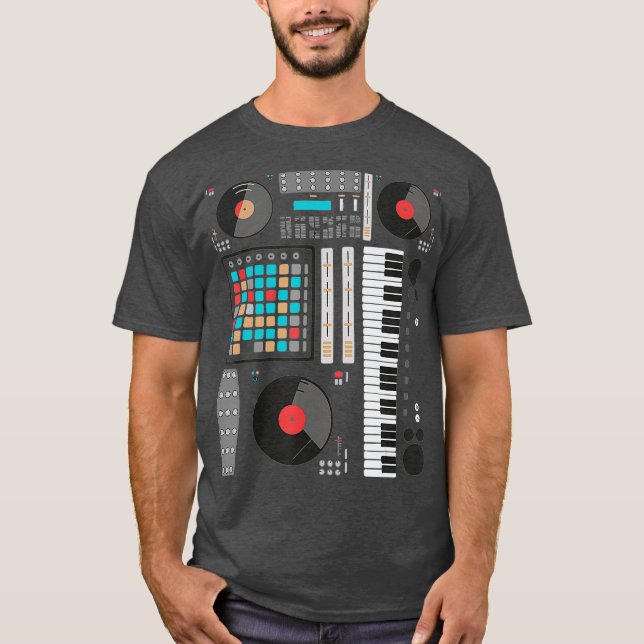 Camiseta Sintetizador de música electrónica Techno Music DJ (Anverso)