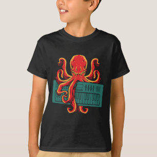 Camiseta Sintetizador de teclado Octopus analógico japoné