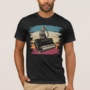 Camiseta Sintetizador modular Gato analógico de música el