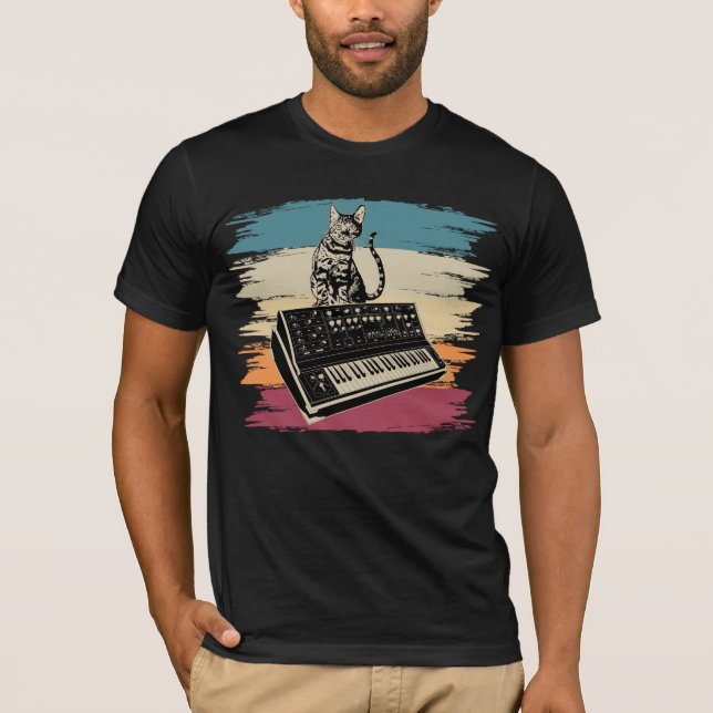 Camiseta Sintetizador modular Gato analógico de música elec (Anverso)