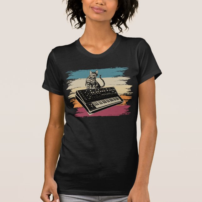 Camiseta Sintetizador modular Gato analógico de música elec (Anverso)