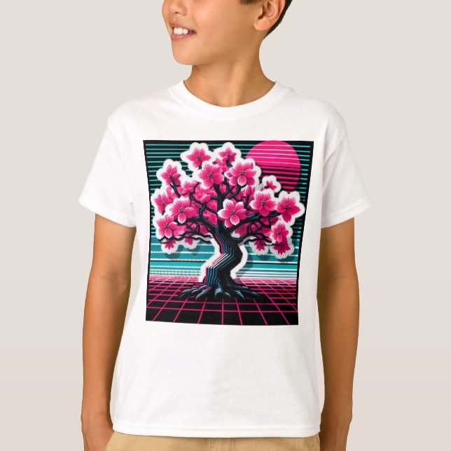 Camiseta Sinthwave 803 del árbol de flores de cerezo (Anverso)
