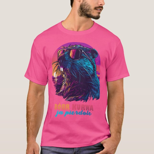 Camiseta Sinthwave castor polaco Meme Ja Pierdole Bobr Bobe (Anverso)