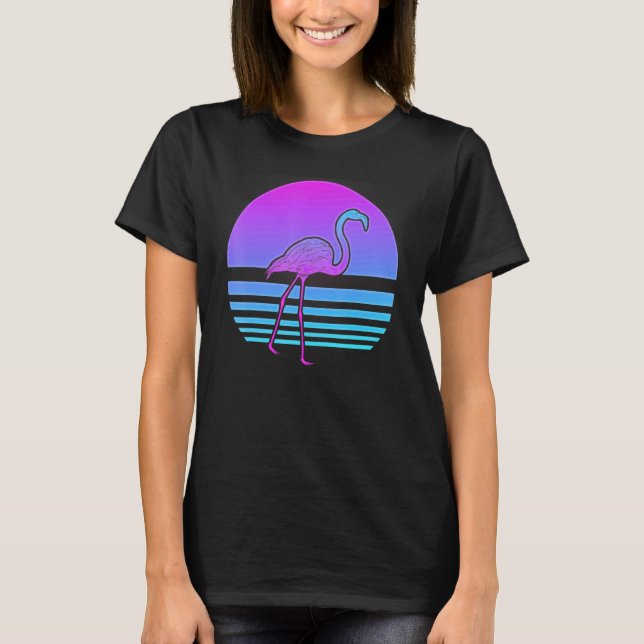 Camiseta Sínthwave retro Exótico Bird 90 Vaporwave Pink Fla (Anverso)
