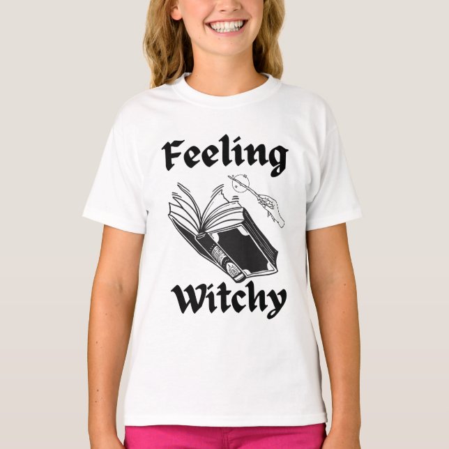 Camiseta Sintiendo el libro Witchy Spell divertido bruja de (Anverso)