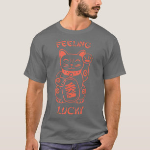 Camiseta Sintiendo la suerte de un Naranja chino de gatos a