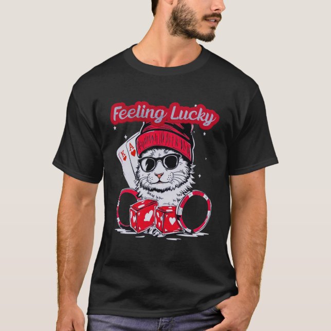 Camiseta Sintiéndose afortunado - Guay Cat Casino Vibes (Anverso)