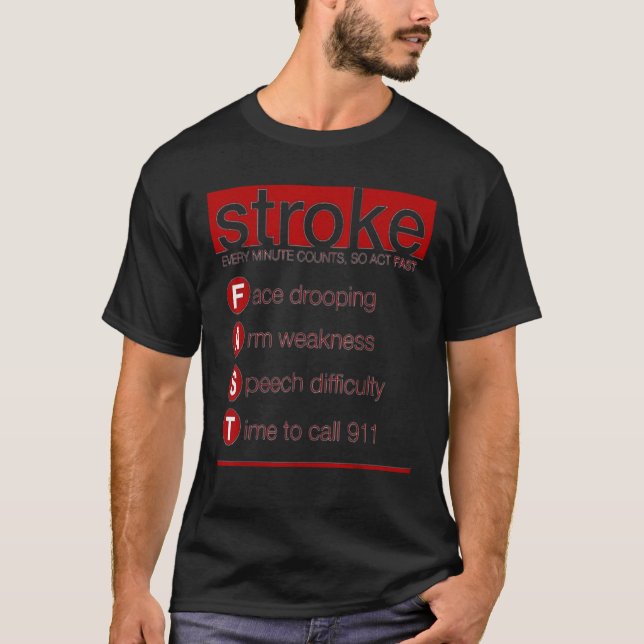 Camiseta Síntomas de Stroke Actúa FAST First Aid Gif (Anverso)