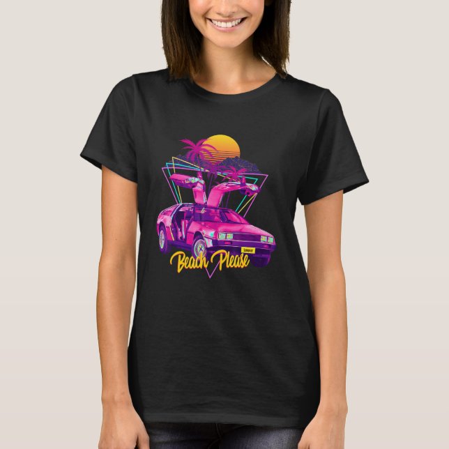 Camiseta Sintonizador de puesta de sol retro de coches de p (Anverso)