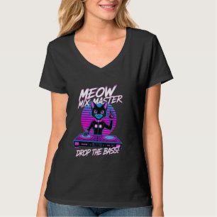 Camiseta Sintonizador Gato DJ Cyberpunk Vaporwave EDM Music