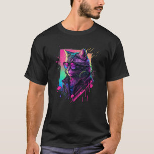Camiseta Sintonizador Gato estético Vaporwave Cat 90 Retro