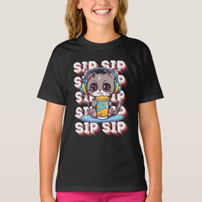 Camiseta Sip Sip Sip Sip Sip Cat (Anverso)