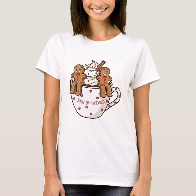 Camiseta Sippin’ On Sweetness Gingerbread Cocoa Art (Anverso)