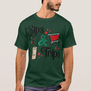 Camiseta Sips and Trips bebe café y viaja Chica de compras