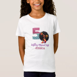Camiseta Sirena afroamericana 5° cumpleaños