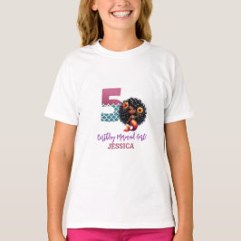 Camiseta Sirena afroamericana 5° cumpleaños