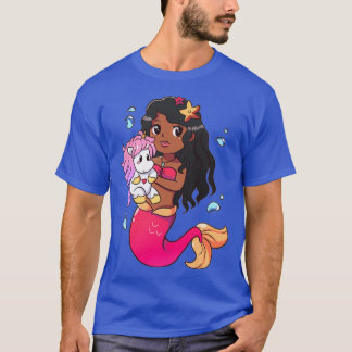 Camiseta Sirena afroamericana con bebé Unicornio