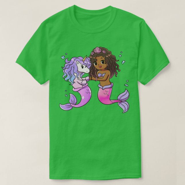 Camiseta Sirena afroamericana con sirena de unicornio Afri (Diseño del anverso)