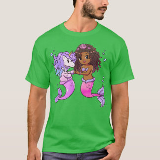 Camiseta Sirena afroamericana con sirena de unicornio Afri