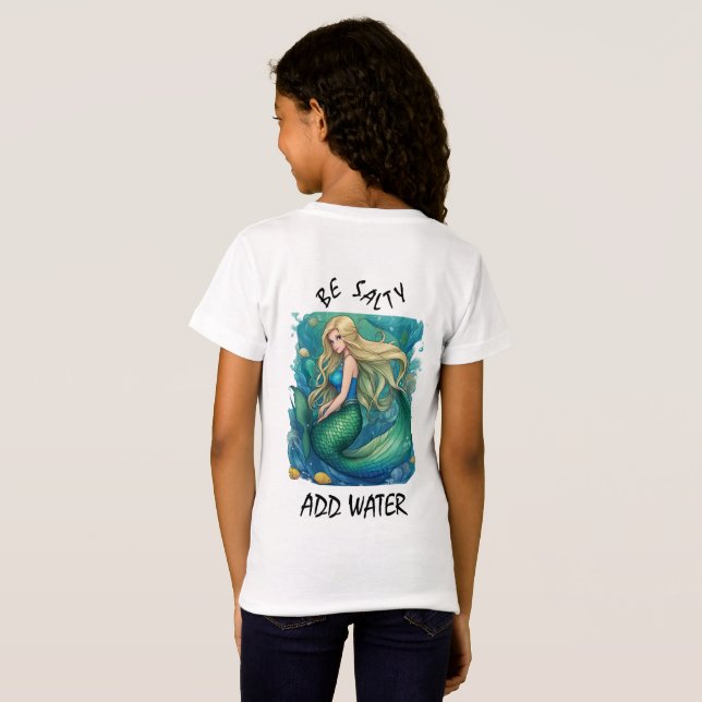 Camiseta Sirena "Be Sale - Add Water" de Babe Monet Art (Reverso completo)
