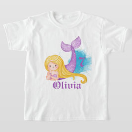 Camiseta Sirena Chica de cumpleaños personalizada