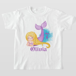 Camiseta Sirena Chica de cumpleaños personalizada