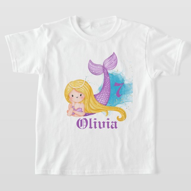 Camiseta Sirena Chica de cumpleaños personalizada (Distribución)