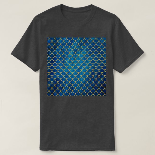 Camiseta Sirena Cuidada Con Patrón De Mármol Azul (Diseño del anverso)